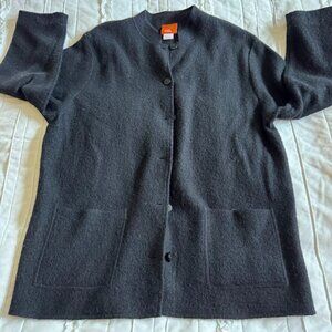 Hearts of Palm Womans Large Black Wool Cardigan